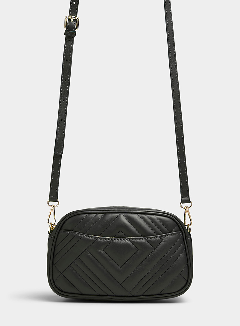 Simons Black Small quilted pebbled leather shoulder bag Exclusive collection from Italy for women
