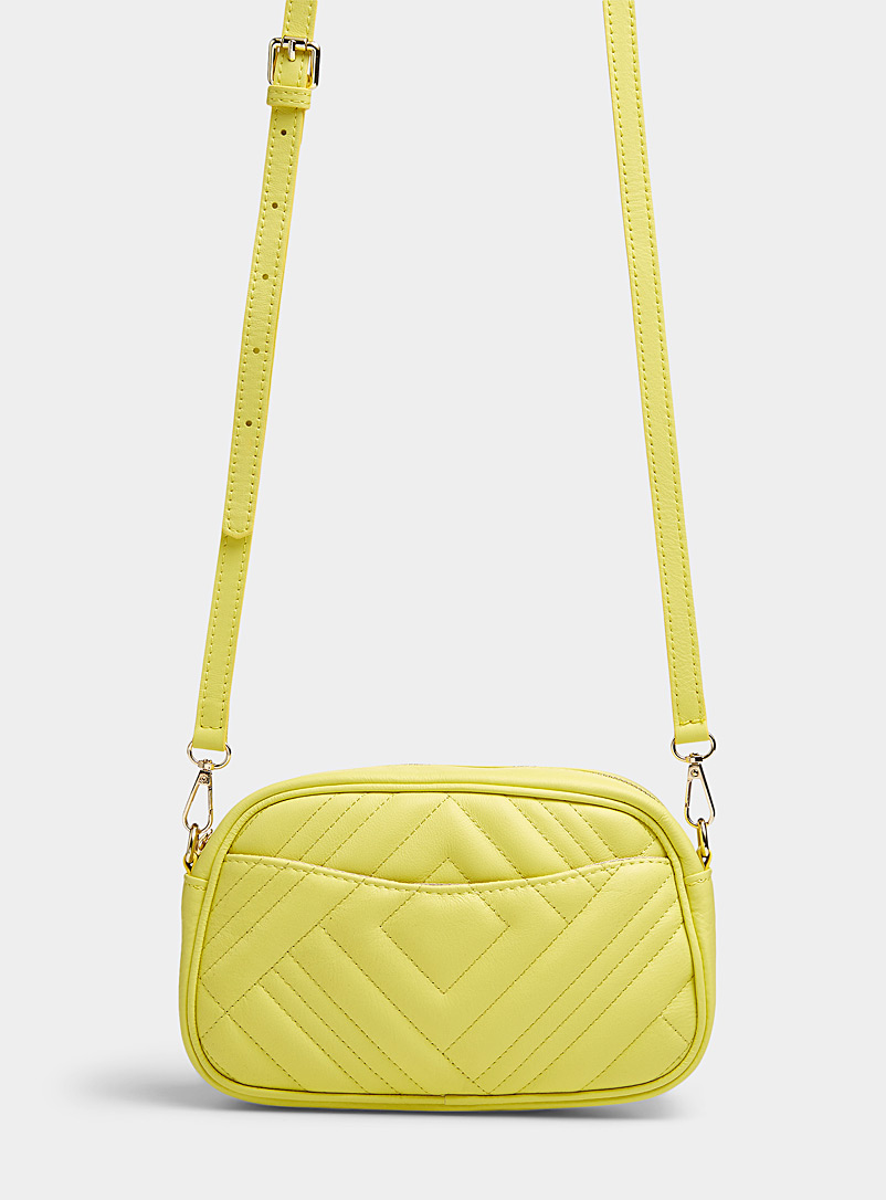 Simons Bright Yellow Small quilted pebbled leather shoulder bag Exclusive collection from Italy for women