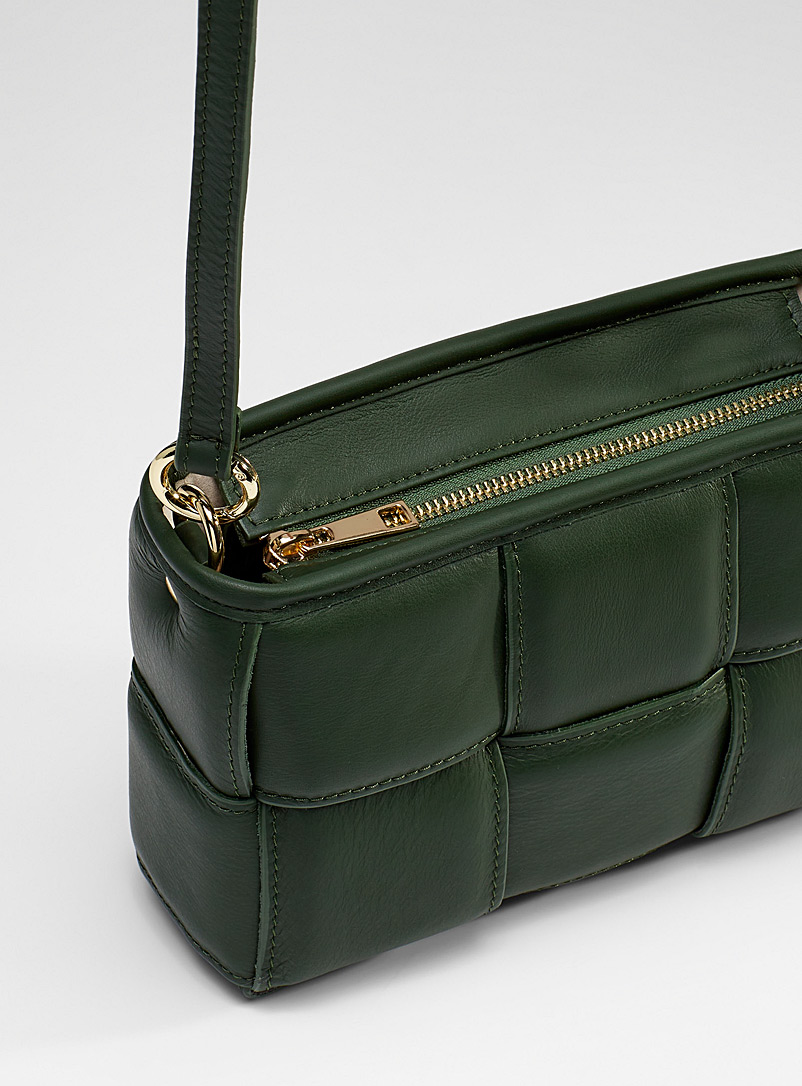 Simons: Le sac rectangulaire cuir natté Vert pour femme