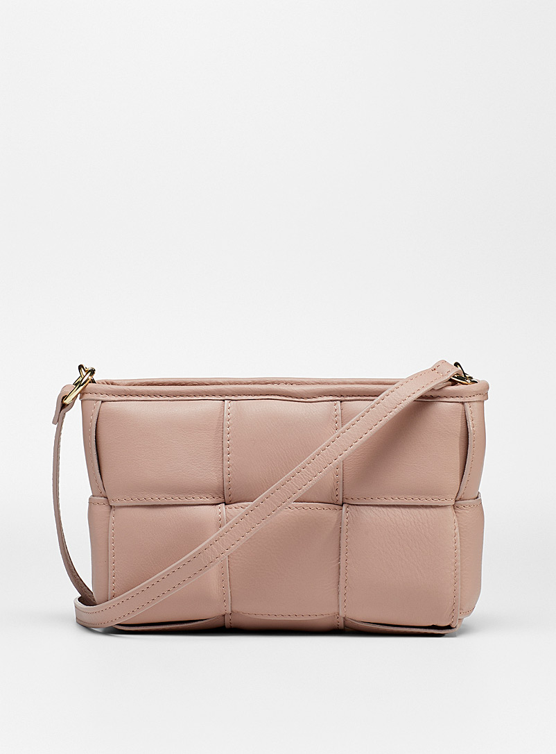 Simons Pink Braided leather rectangular bag for women