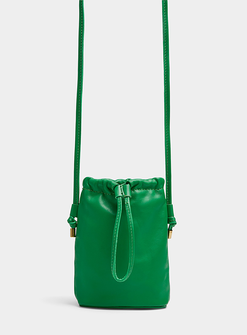 Simons Green Bucket leather phone clutch for women