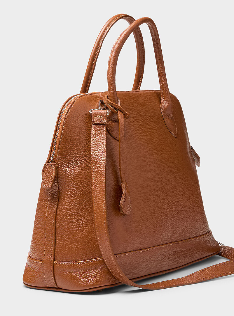 Le 31 Honey/Camel Rounded pebbled leather briefcase <b>Exclusive collection from Italy</b> for men