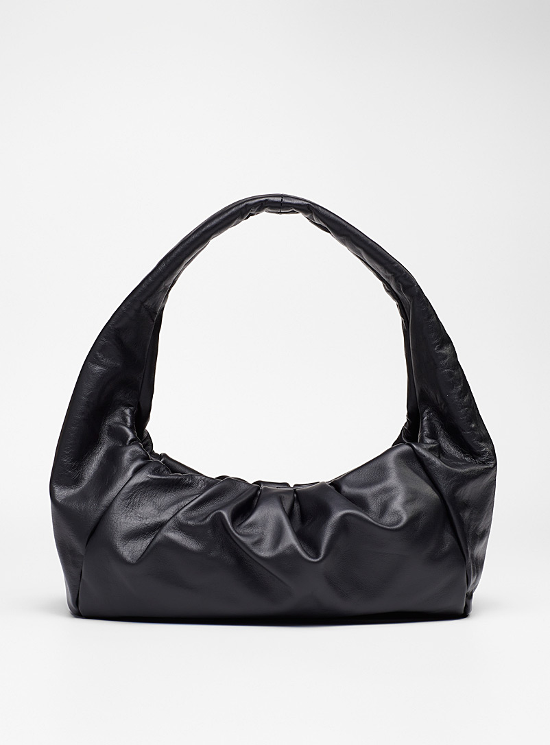 Simons Black Slouchy leather shoulder bag for women