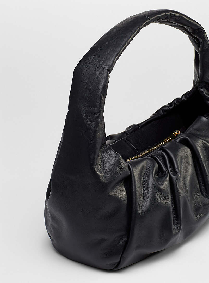 Simons Black Slouchy leather shoulder bag for women