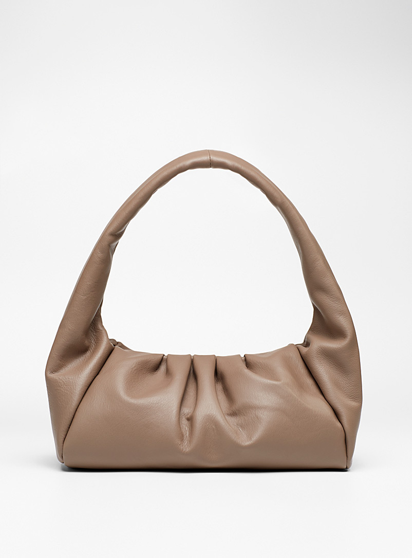 Simons Light Brown Slouchy leather shoulder bag for women