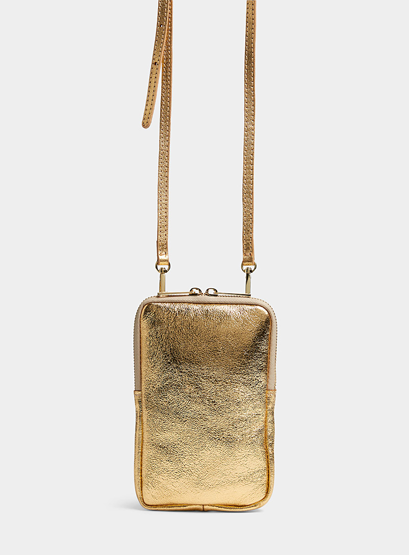 Simons Assorted Metallic pebbled phone clutch for women