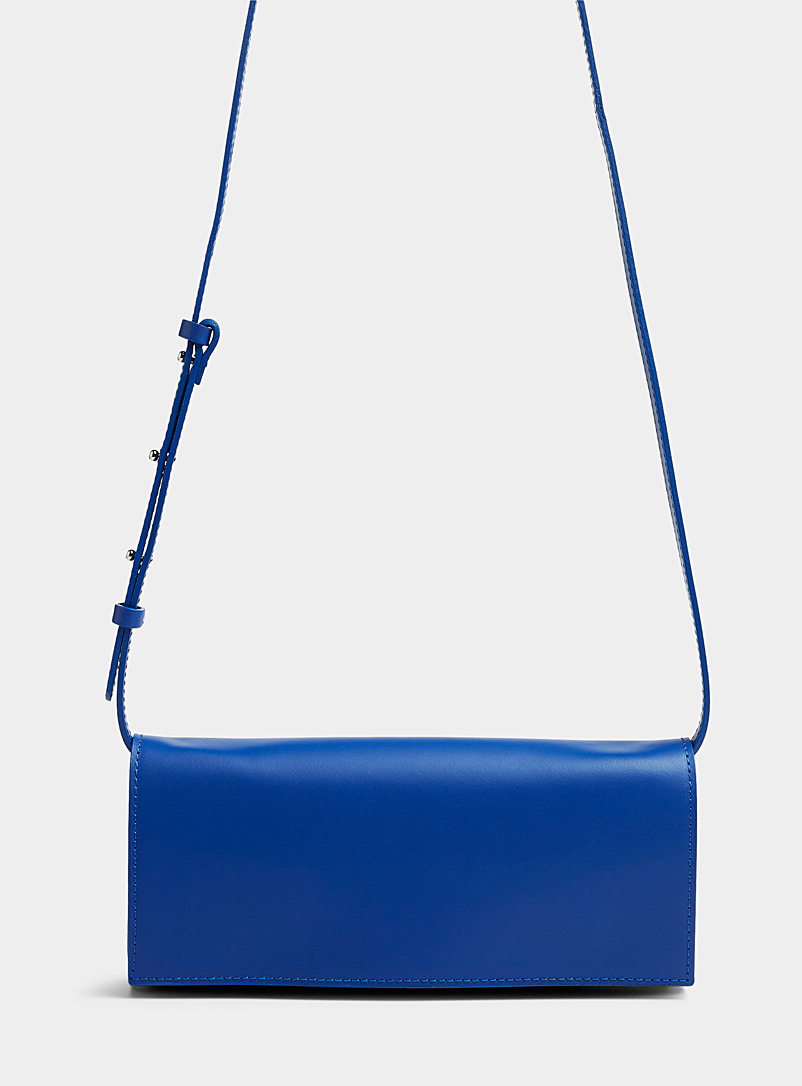 Simons Blue Long leather baguette bag for women