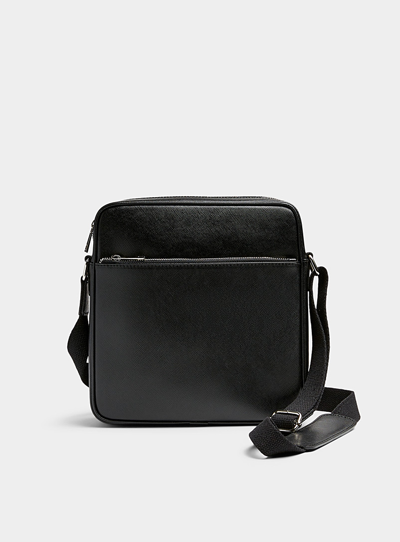 Le 31 Black Saffiano square shoulder bag for men