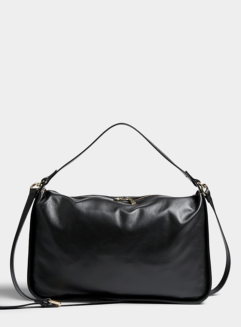 Simons Black Structured rectangular pebbled leather tote From our exclusive collection of Italy for women
