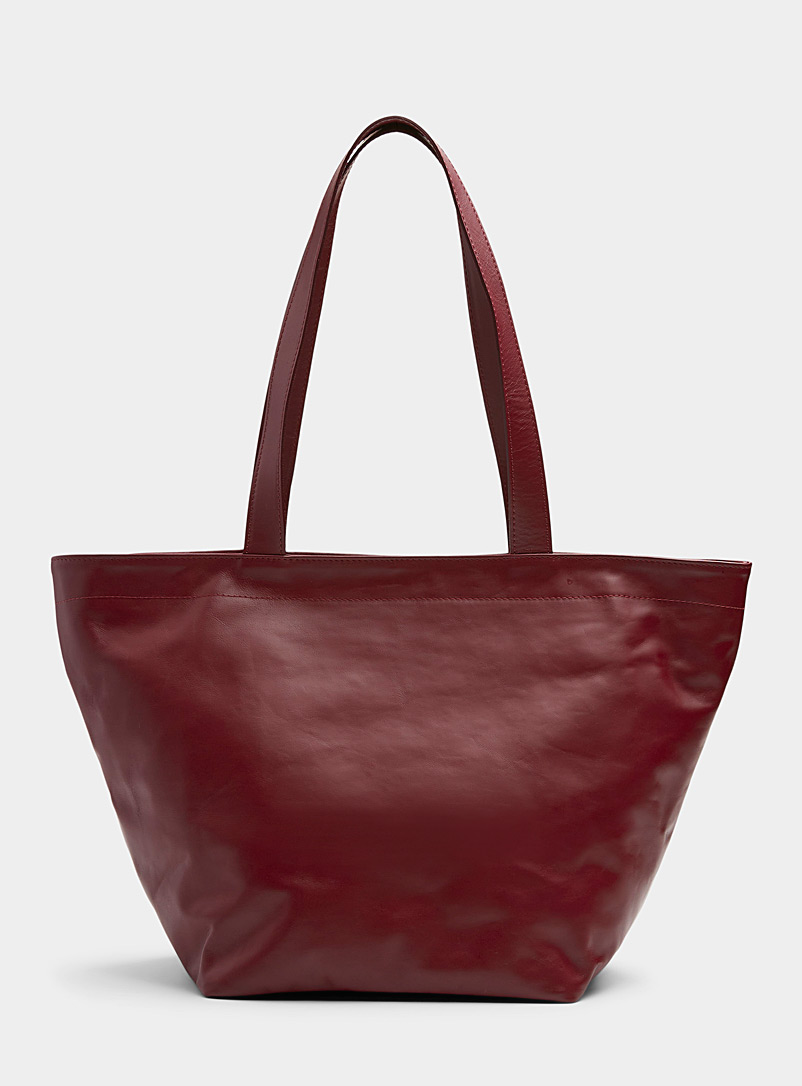 Simons Ruby Red Oversized supple leather tote Exclusive collection from Italy for women