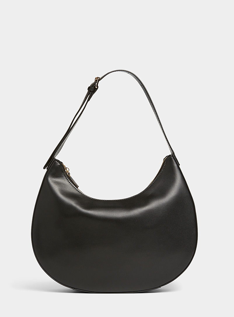 Simons Black Oversized crescent leather bag Exclusive collection from Italy for women