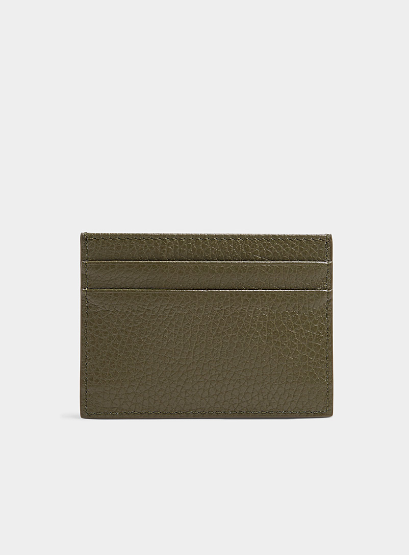 Simons Khaki/Sage/Olive Pebbled leather card holder for women