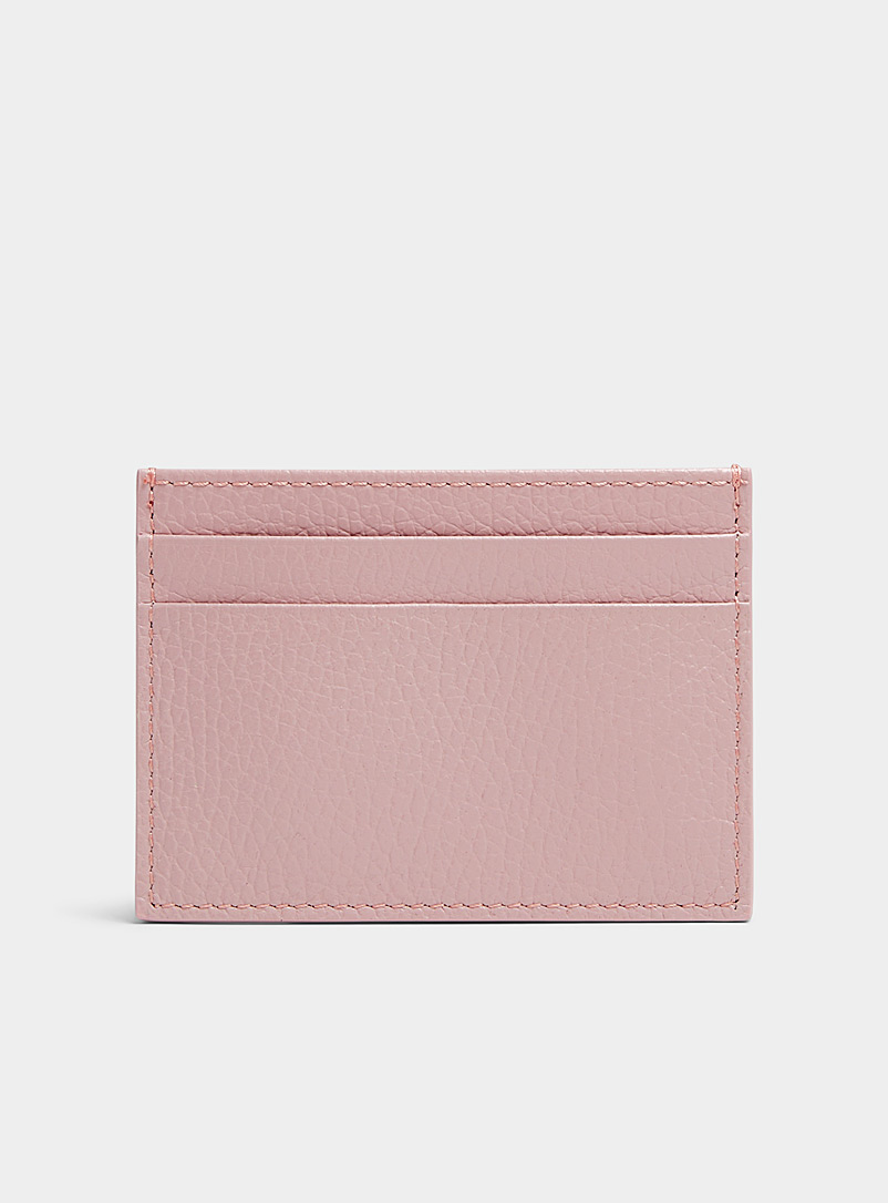 Simons Dusky Pink Pebbled leather card holder for women
