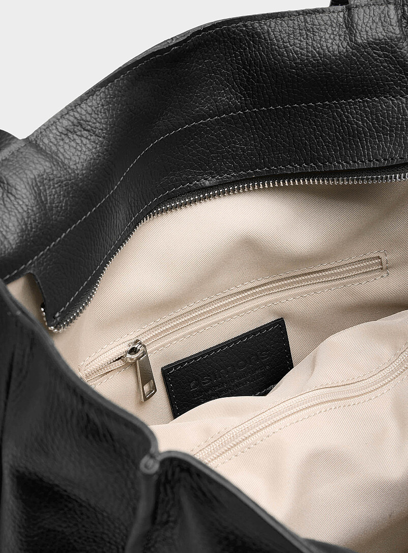 Simons: Le fourre-tout carr&eacute; cuir grenu <b>Collection exclusive d'Italie</b> Noir pour femme