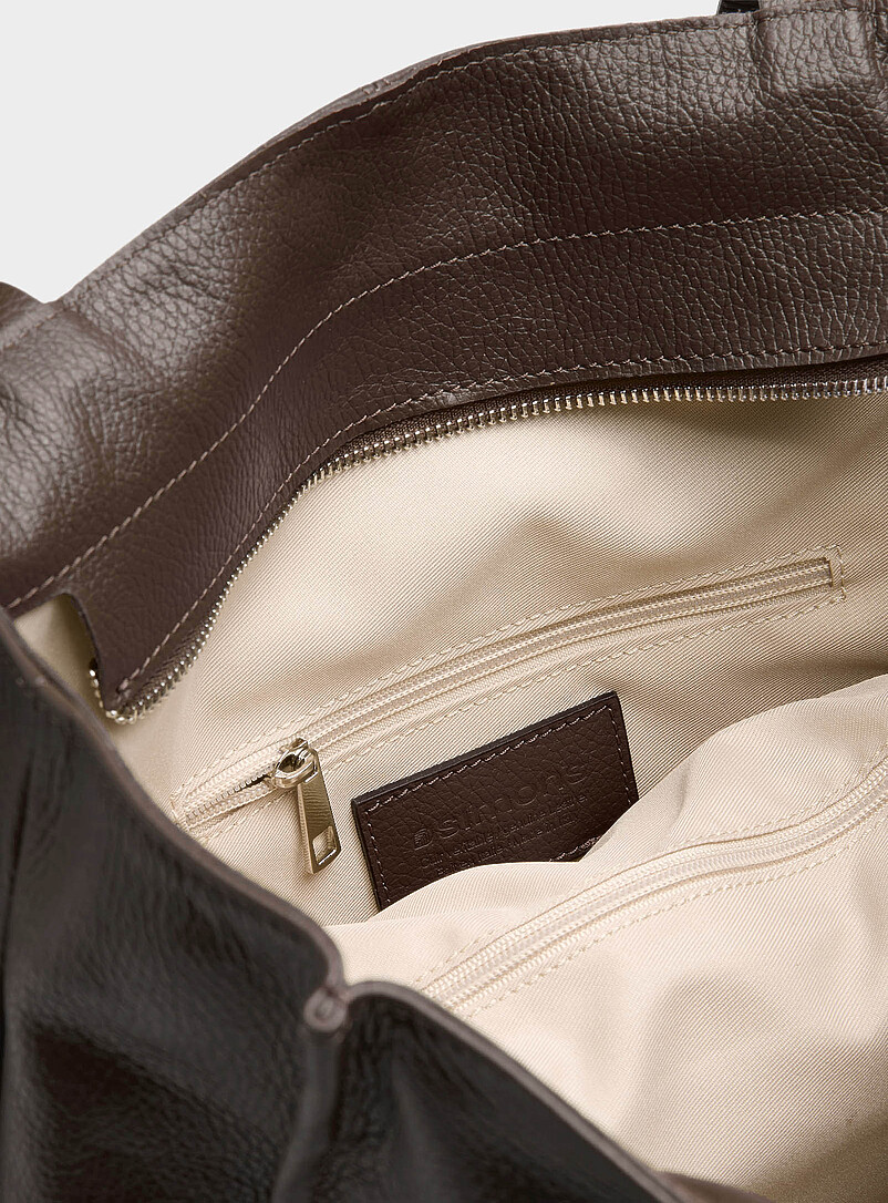 Simons: Le fourre-tout carr&eacute; cuir grenu <b>Collection exclusive d'Italie</b> Noir pour femme
