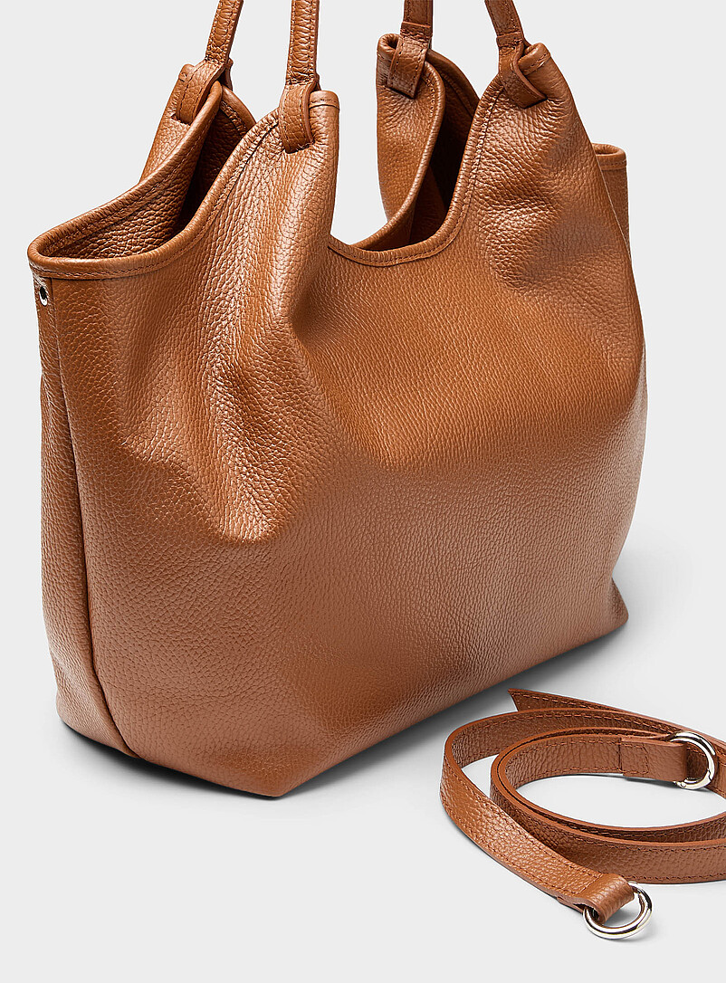 Simons Black Supple pebbled leather tote bag <b>Exclusive collection from Italy</b> for women