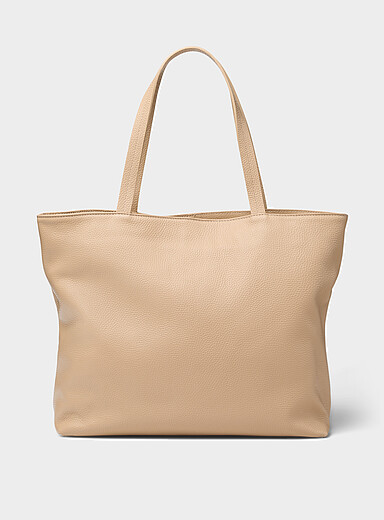Pebbled leather zipped tote <b>Exclusive collection from Italy</b>