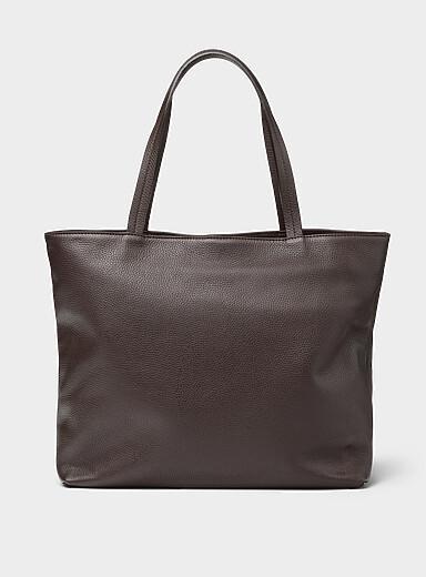 Pebbled leather zipped tote <b>Exclusive collection from Italy</b>