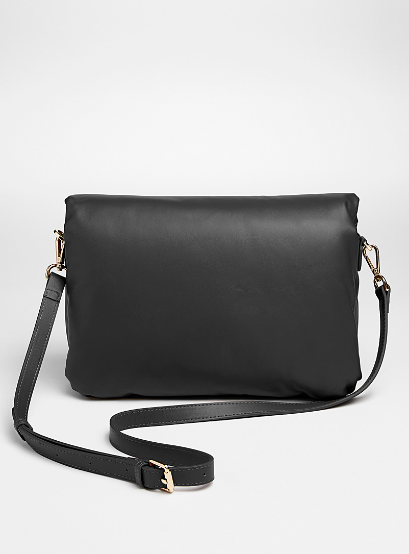 Simons Black Puffy leather shoulder bag Exclusive collection from Italy for women