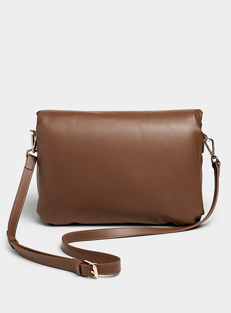 Simons Medium Brown Puffy leather shoulder bag Exclusive collection from Italy for women