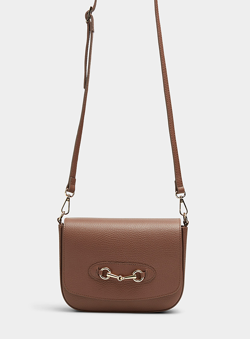 Simons Medium Brown Two-strap leather flap bag Exclusive collection from Italy for women