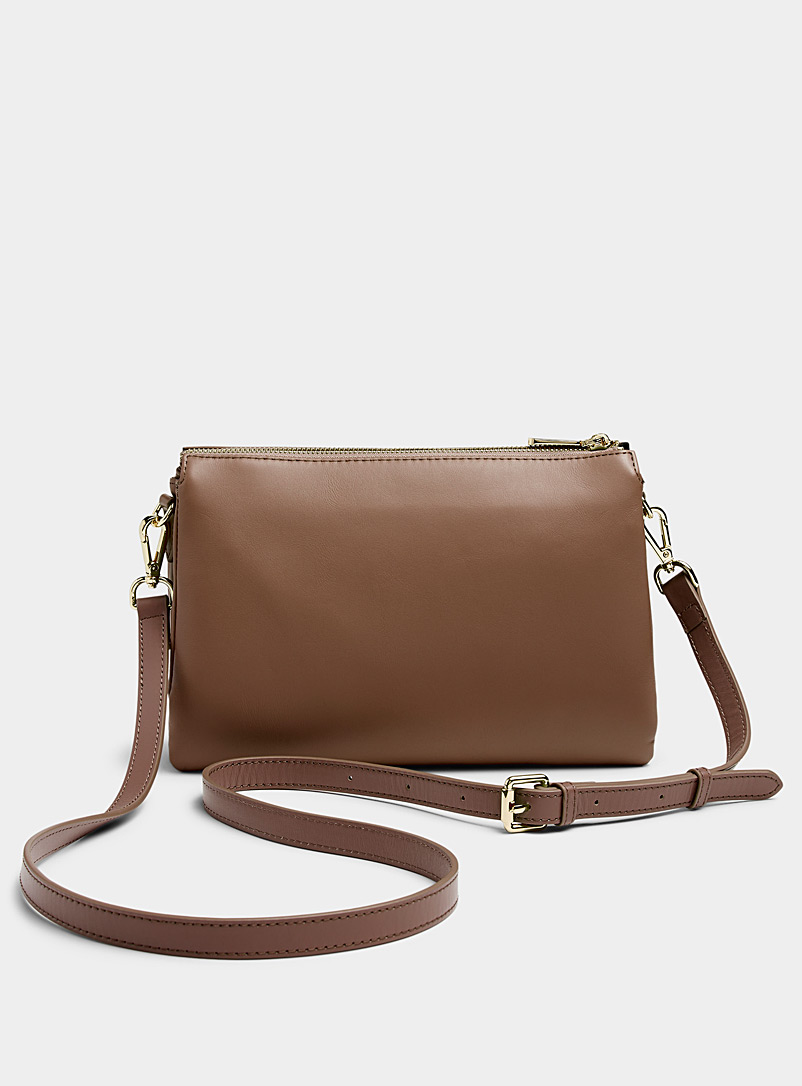 Simons Medium Brown Minimalist leather accordion bag Exclusive collection from Italy for women