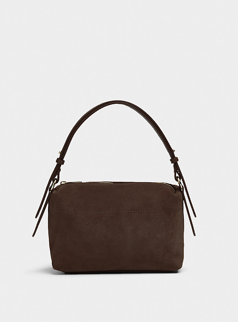 Simons Chocolate/Espresso Small rectangular suede and leather bag Exclusive collection from Italy for women