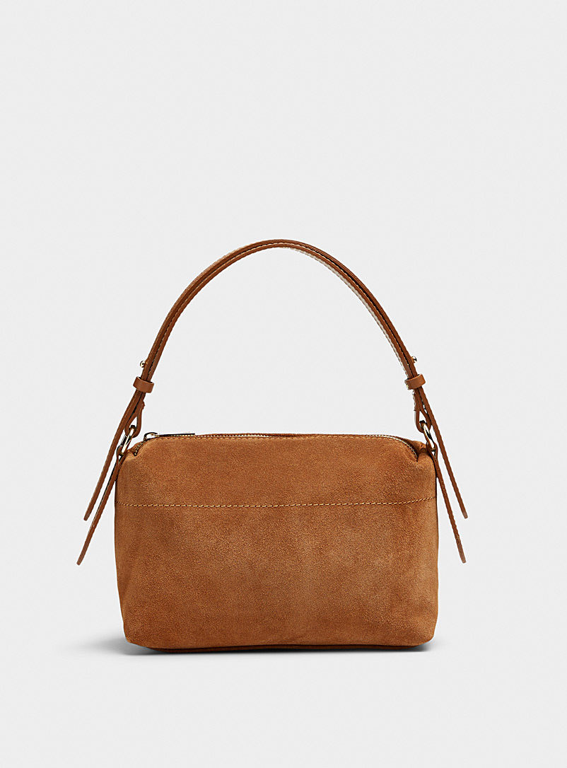Simons Light Brown Small rectangular suede and leather bag Exclusive collection from Italy for women