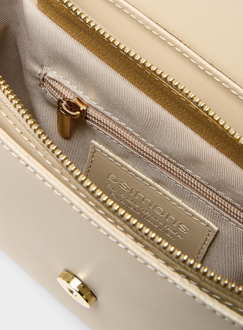 Simons: Le sac sellier cuir boucle m&eacute;tallique <b>Collection exclusive d'Italie</b> Brun clair pour femme