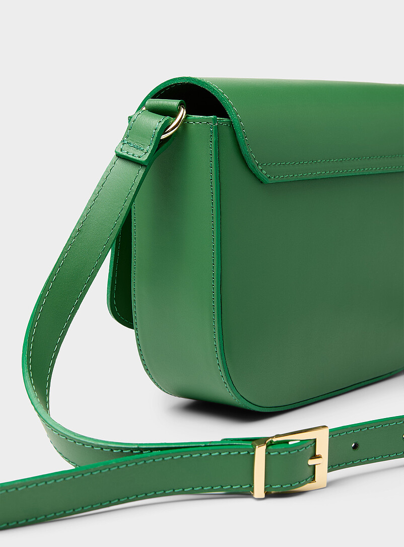 Simons Red Metal buckle leather saddle bag <b>Exclusive collection from Italy</b> for women