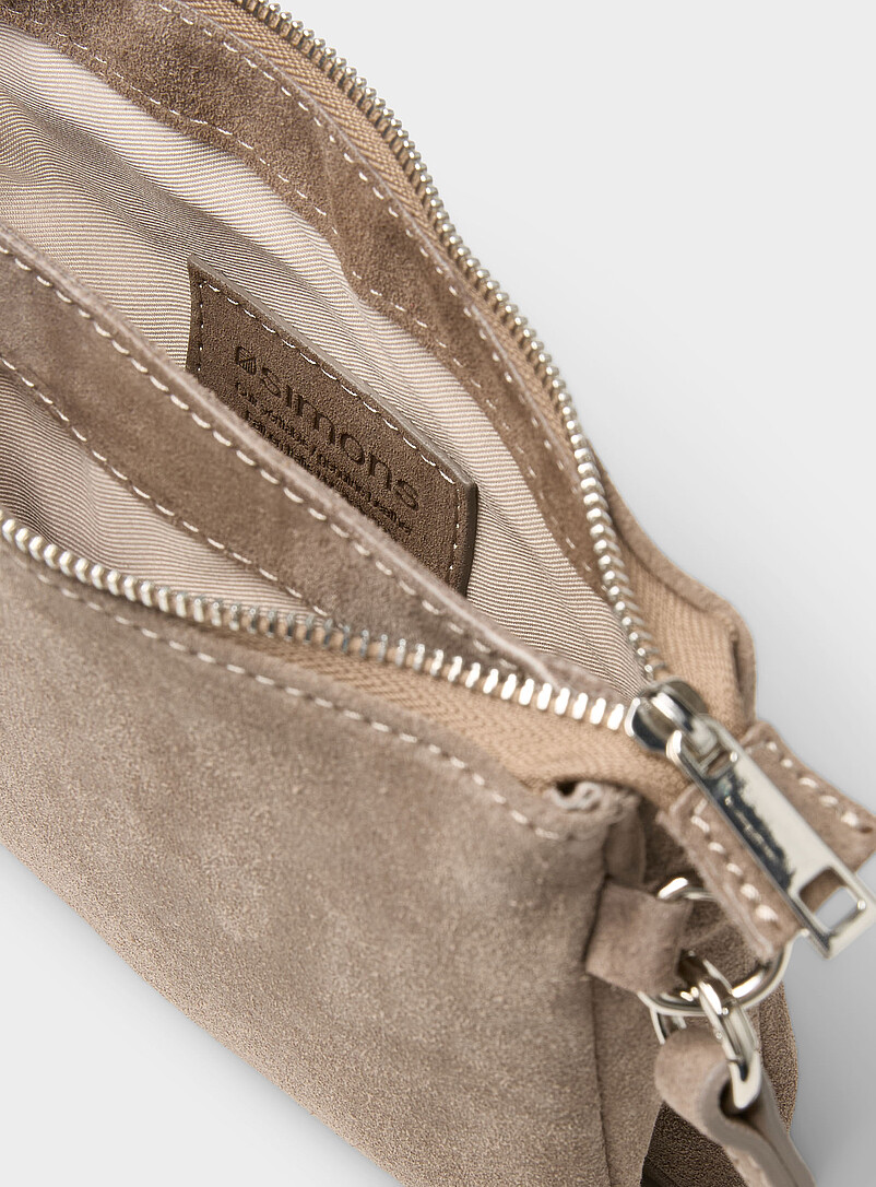Simons Chocolate/Espresso Minimalist suede crossbody bag <b>Exclusive collection from Italy</b> for women