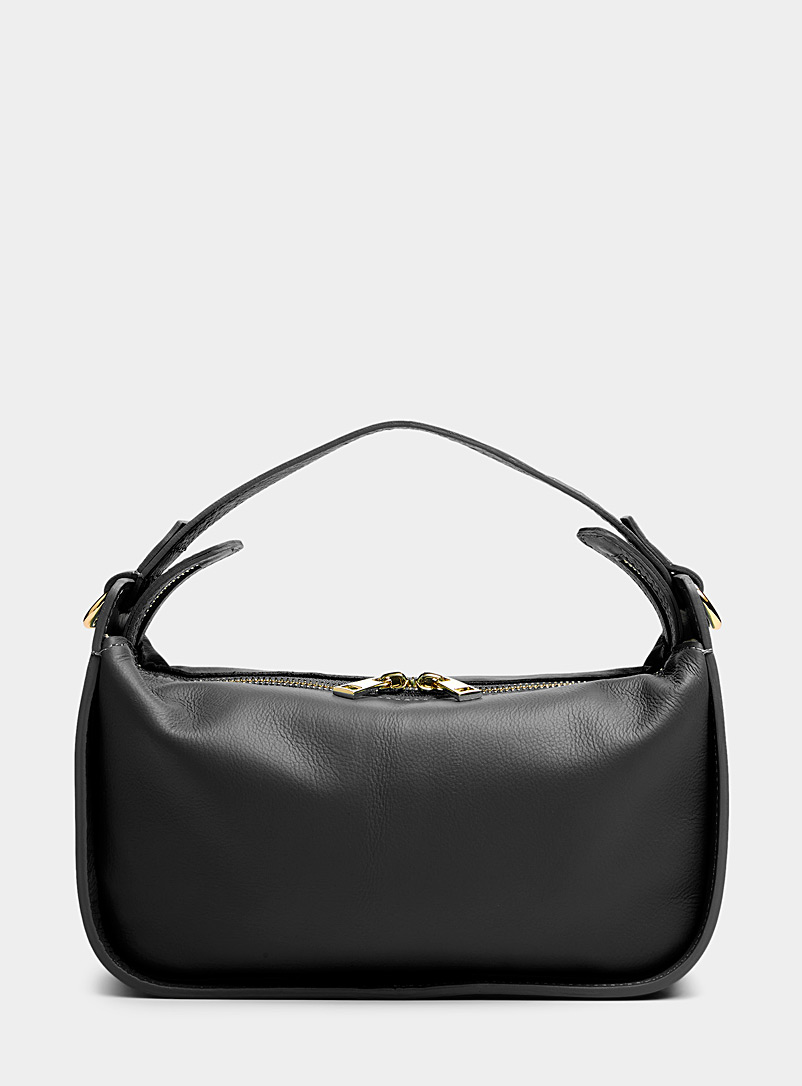 Simons Black Structured rectangular leather baguette bag Exclusive collection from Italy for women
