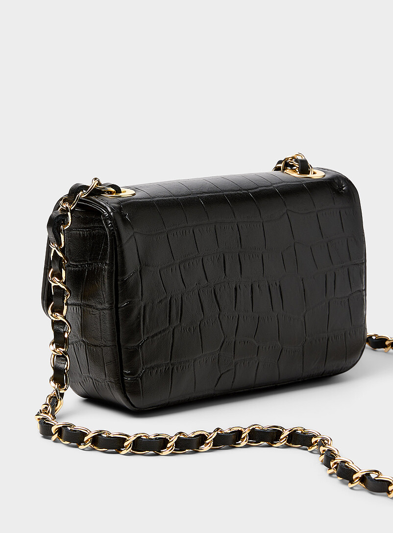 Simons Black Croc-like leather evening bag <b>Exclusive collection from Italy</b> for women