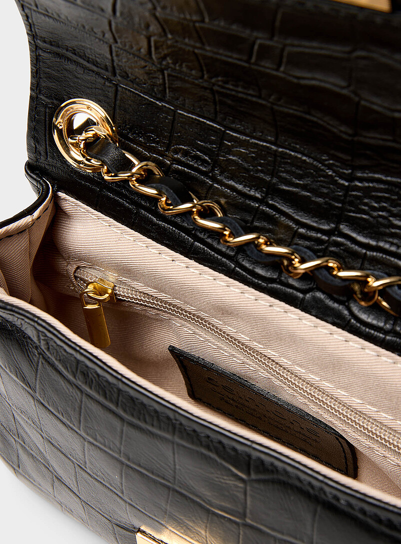 Simons: Le sac de soir&eacute;e cuir effet croco <b>Collection exclusive d'Italie</b> Noir pour femme