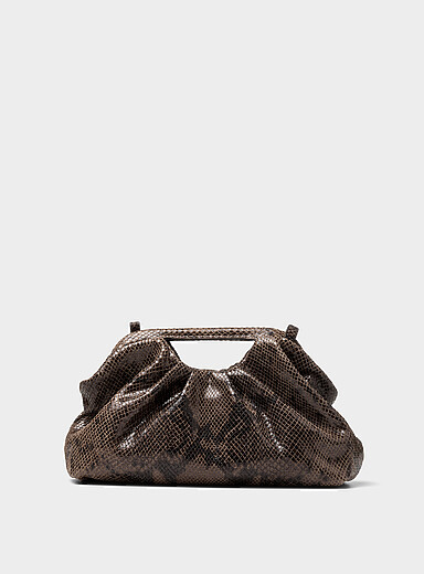 Snakeskin print pleated suede evening bag <b>Exclusive collection from Italy</b>