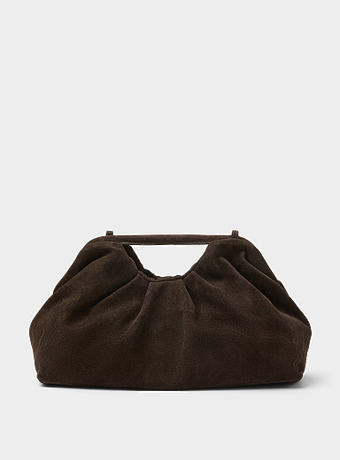 Pleated suede XL evening bag <b>Exclusive collection from Italy</b>