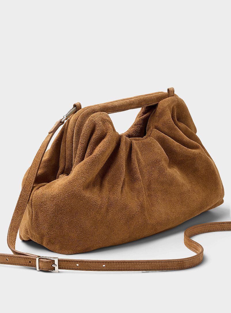 Simons: Le sac de soir&eacute;e XL su&egrave;de pliss&eacute; <b>Collection exclusive d'Italie</b> Chocolat - Espresso pour femme