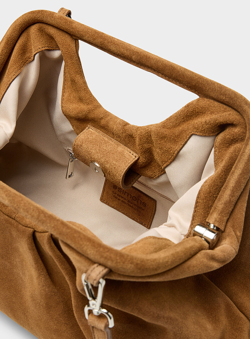 Simons Chocolate/Espresso Pleated suede XL evening bag <b>Exclusive collection from Italy</b> for women