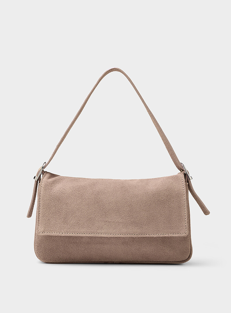 Simons: Le sac baguette rectangulaire su&egrave;de <b>Collection exclusive d'Italie</b> Chocolat - Espresso pour femme