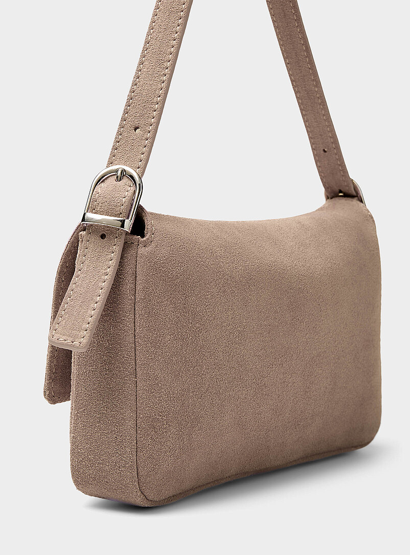Simons: Le sac baguette rectangulaire su&egrave;de <b>Collection exclusive d'Italie</b> Chocolat - Espresso pour femme