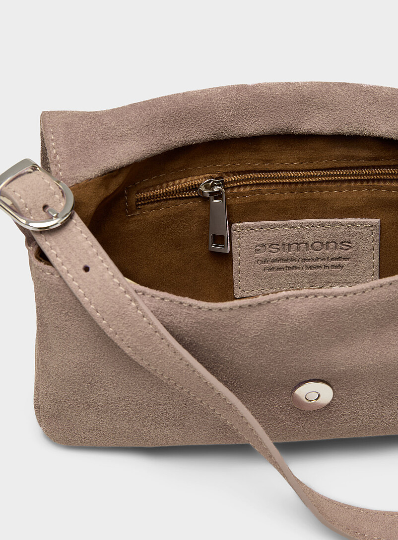 Simons: Le sac baguette rectangulaire su&egrave;de <b>Collection exclusive d'Italie</b> Chocolat - Espresso pour femme
