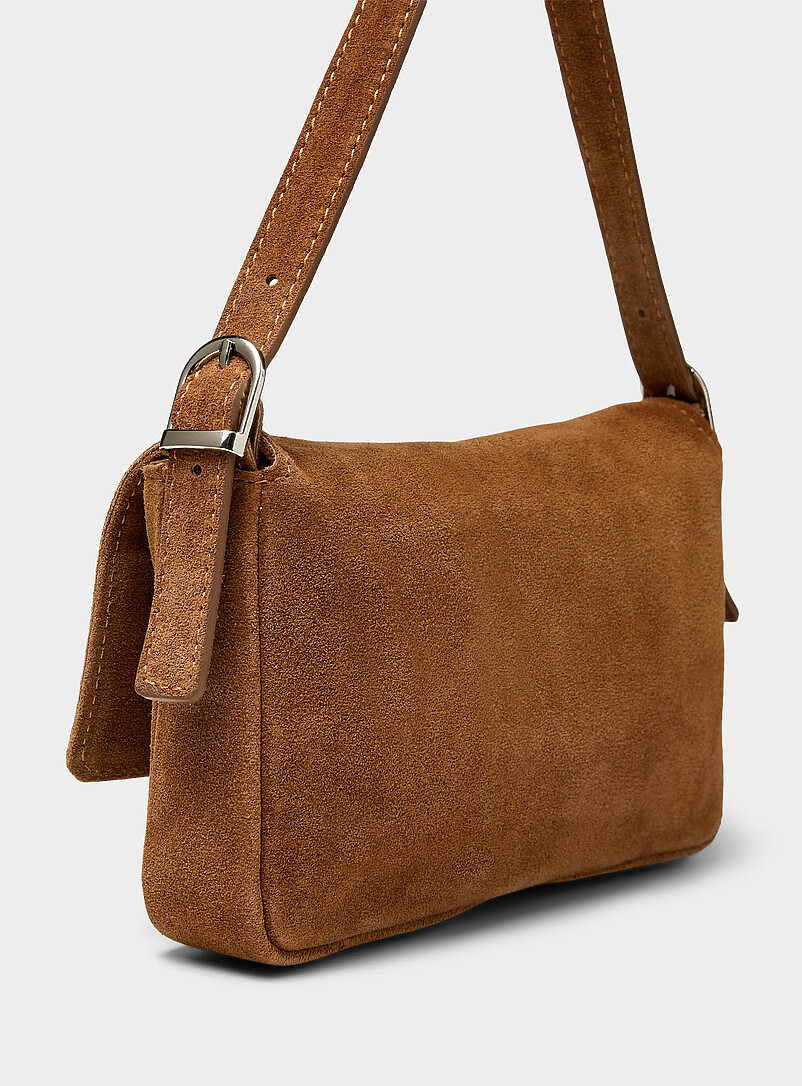 Simons: Le sac baguette rectangulaire su&egrave;de <b>Collection exclusive d'Italie</b> Chocolat - Espresso pour femme