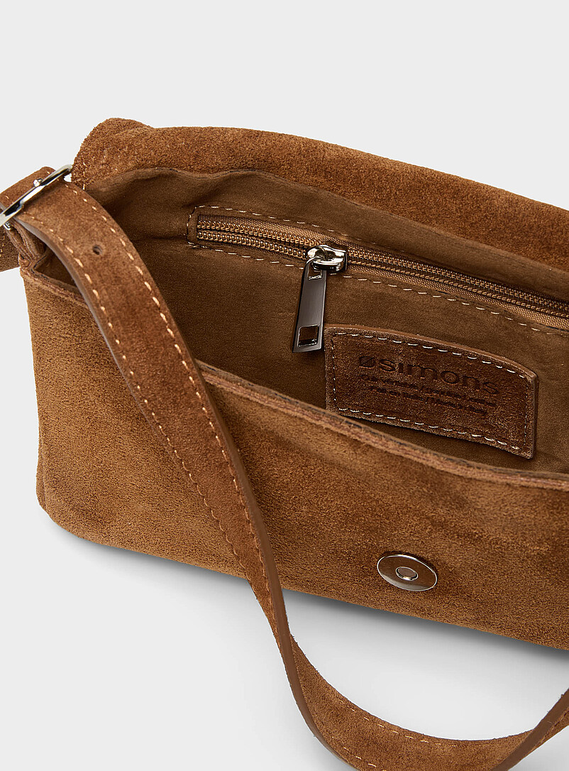 Simons: Le sac baguette rectangulaire su&egrave;de <b>Collection exclusive d'Italie</b> Chocolat - Espresso pour femme