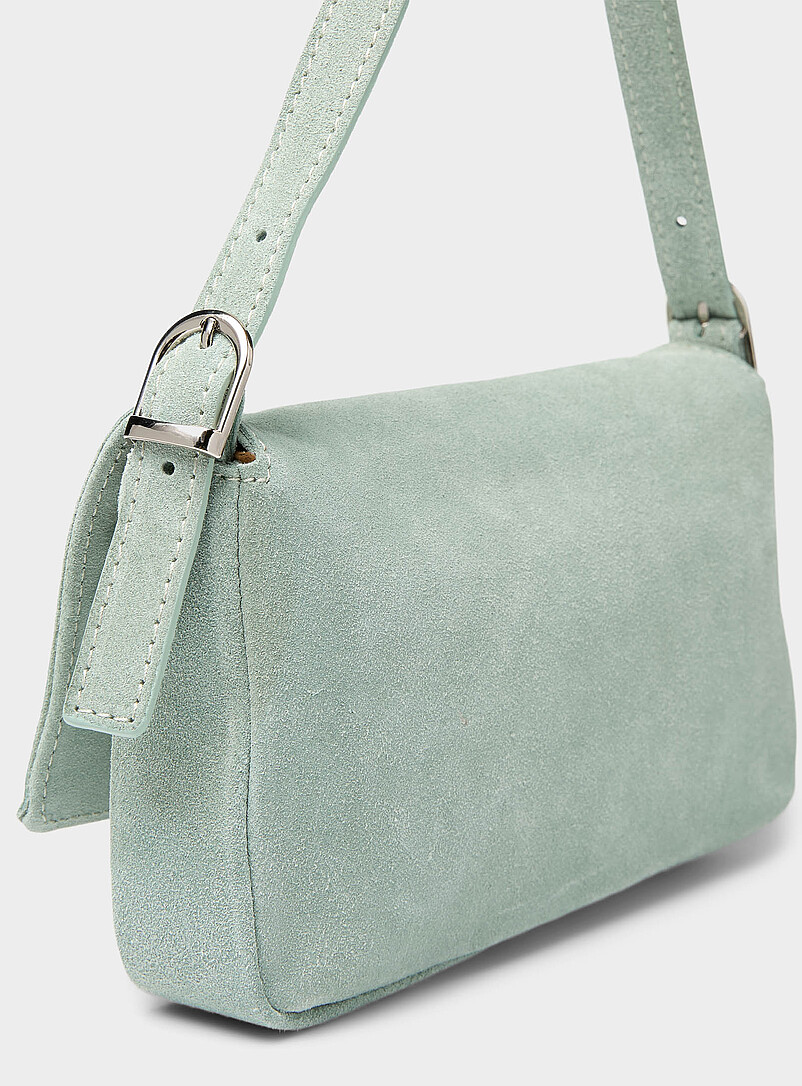 Simons Chocolate/Espresso Rectangular suede baguette bag <b>Exclusive collection from Italy</b> for women