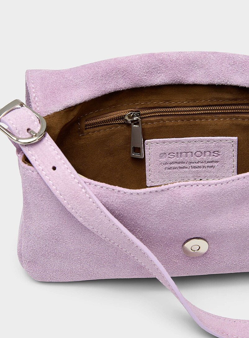 Simons Chocolate/Espresso Rectangular suede baguette bag <b>Exclusive collection from Italy</b> for women