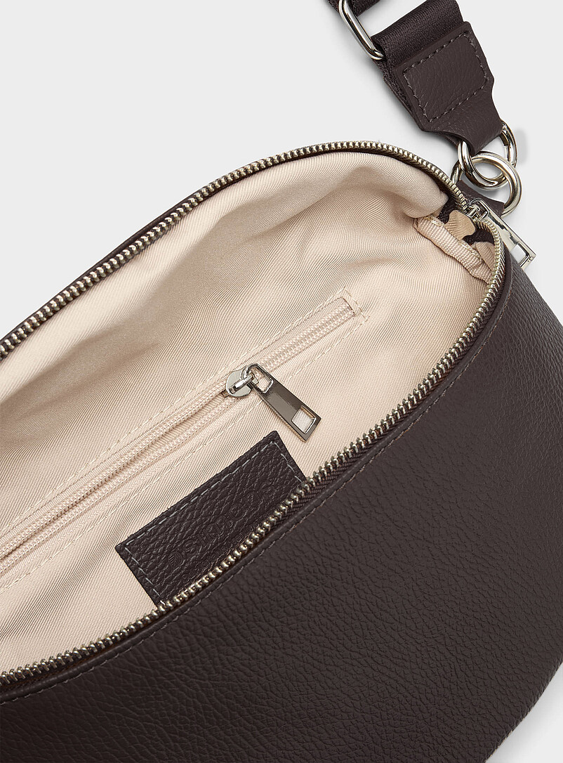 Simons Burgundy Metallic-accent pebbled leather belt bag <b>Exclusive collection from Italy</b> for women