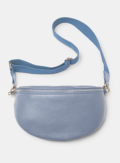 Metallic-accent pebbled leather belt bag <b>Exclusive collection from Italy</b>