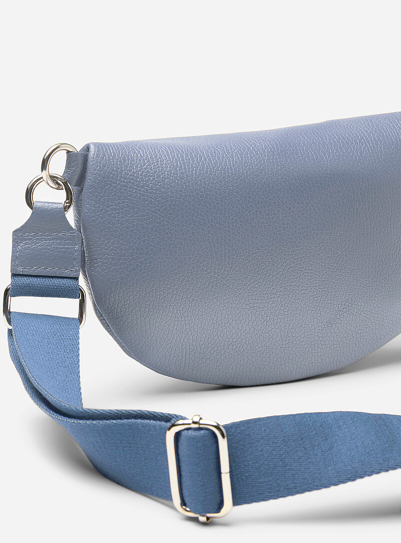 Simons Burgundy Metallic-accent pebbled leather belt bag <b>Exclusive collection from Italy</b> for women
