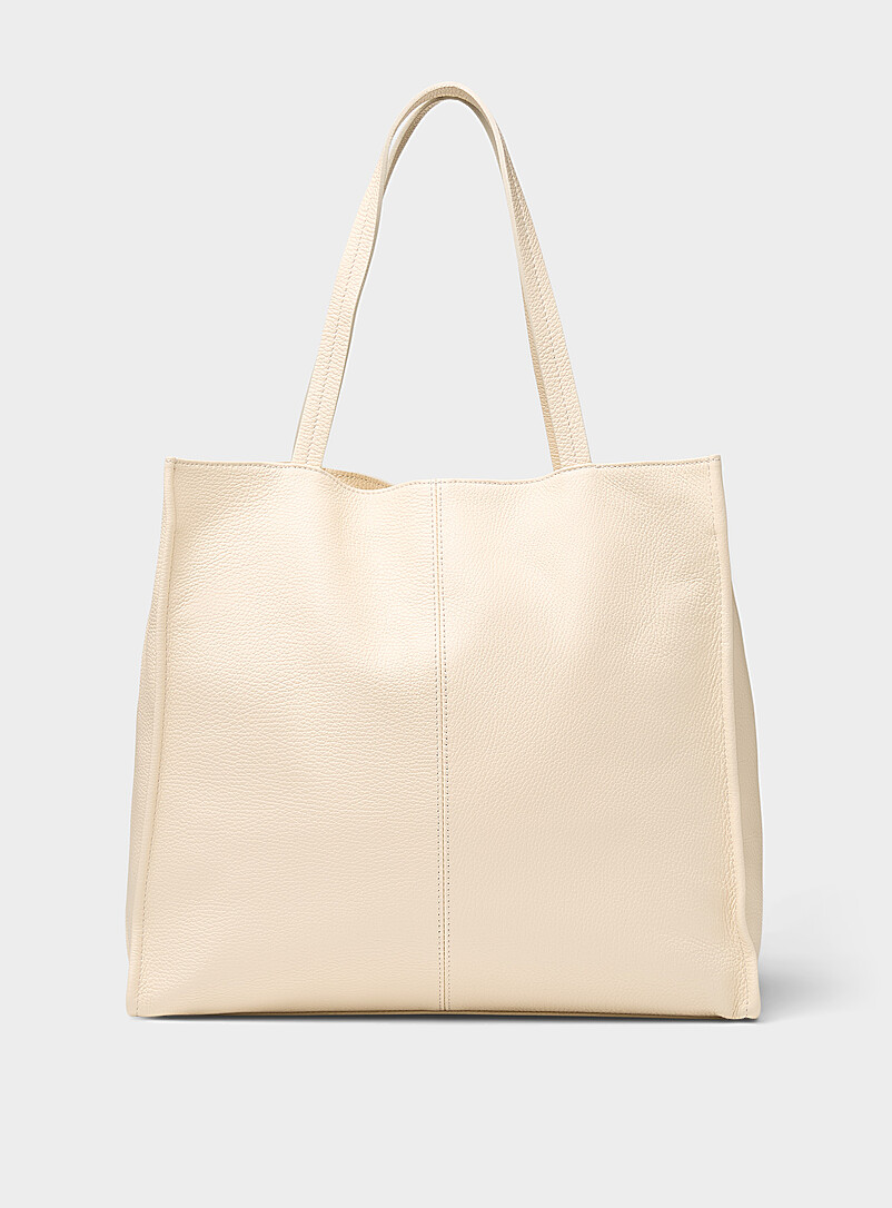 Pebbled Leather Square Tote Bag Exclusive Collection From Italy