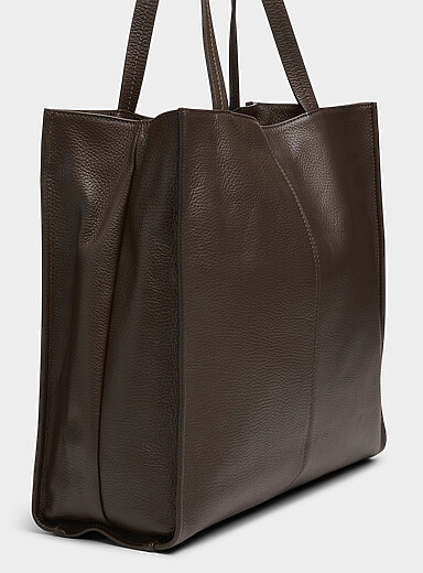 Pebbled leather square tote bag Exclusive collection from Italy product image 3
